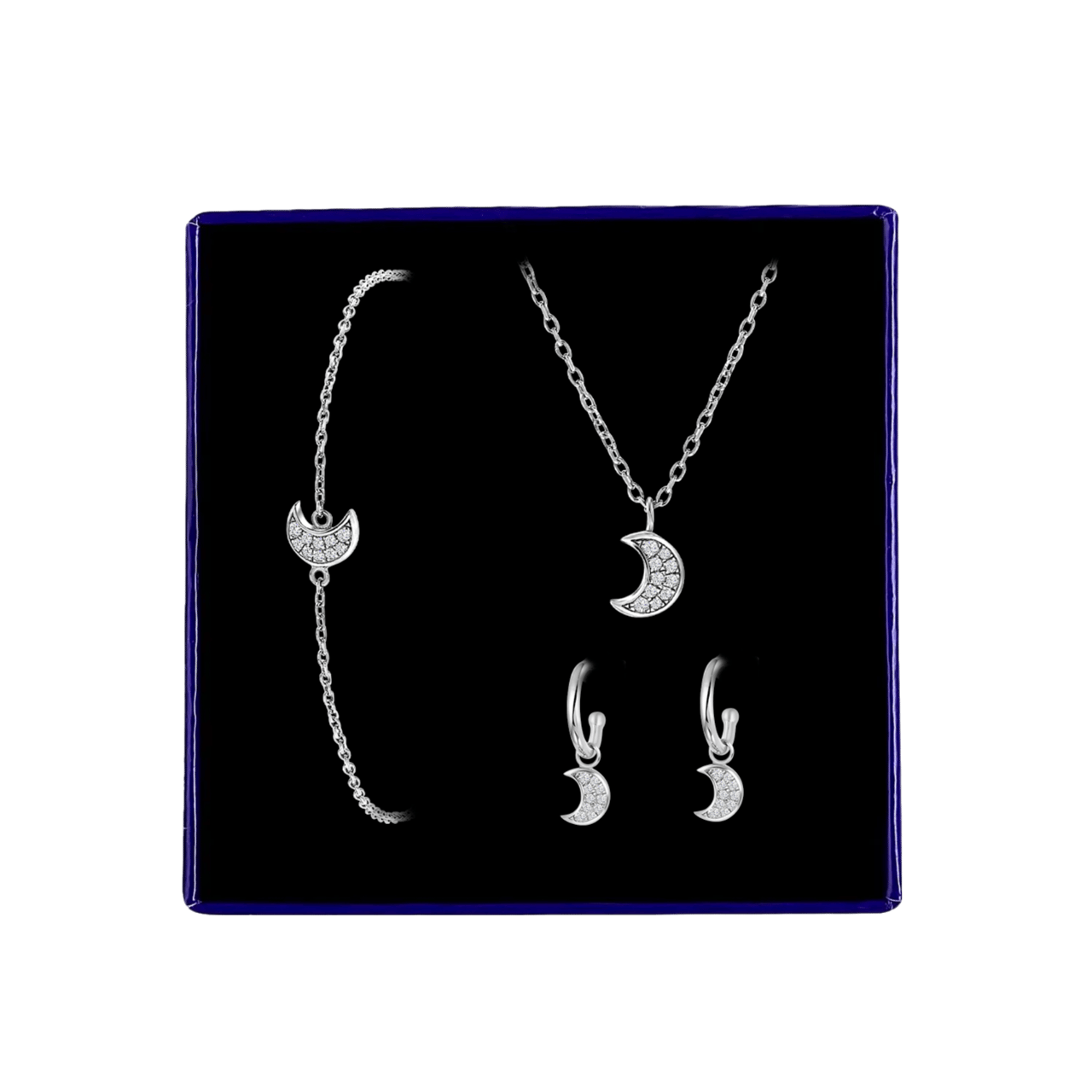 Schmuckset, 925 Silber, Mond mit Zirkonia