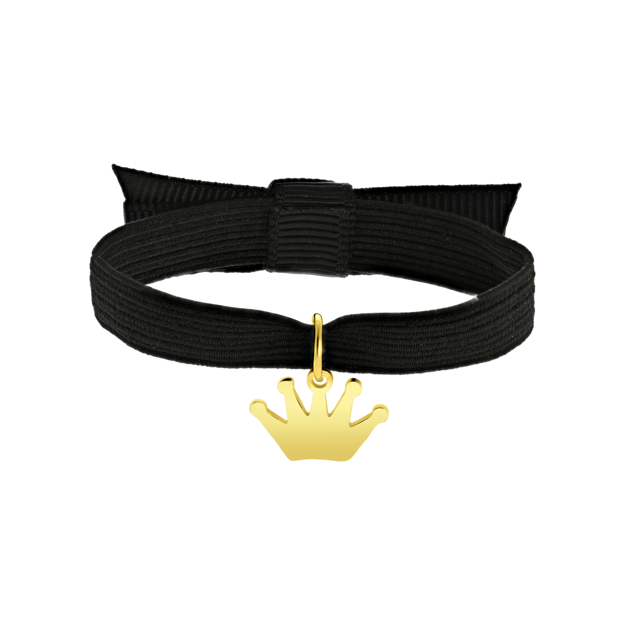 Zwarte kinderrekarmband met hanger kroon