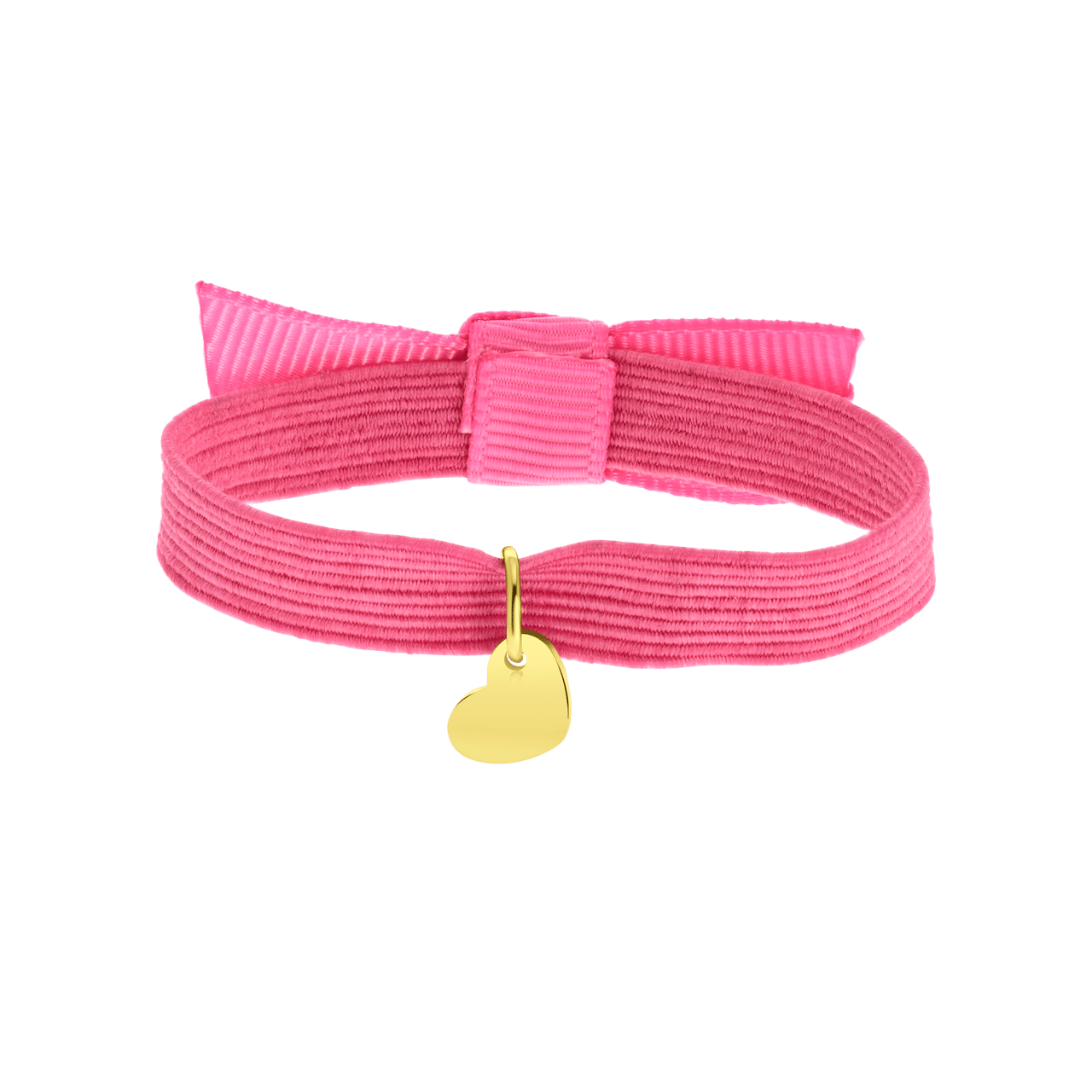 Fuchsia kinderrekarmband met hanger hartje