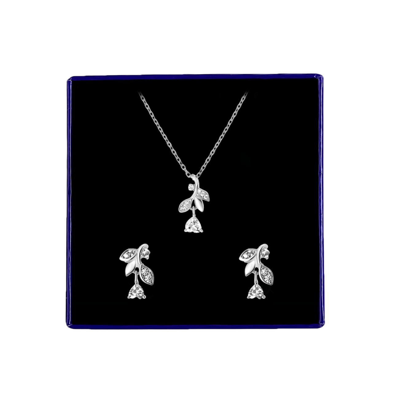 Schmuckset, 925 Silber, Rose mit Zirkonia