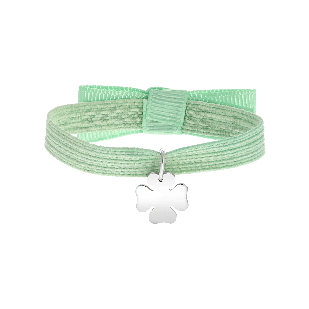 Groene kinderrekarmband met hanger klaver