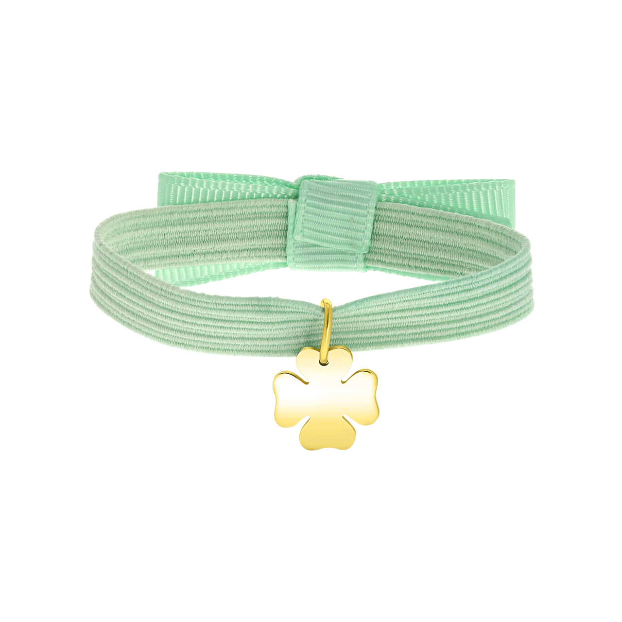 Groene kinderrekarmband met hanger klaver