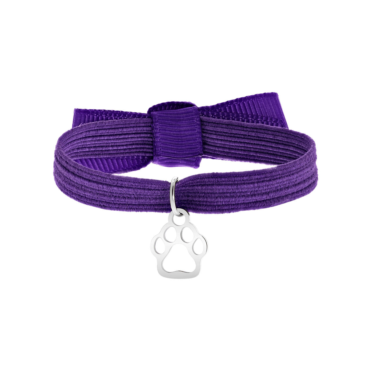 Elastisches Kinderarmband in Lila mit Pfotenabdruck-Anhänger