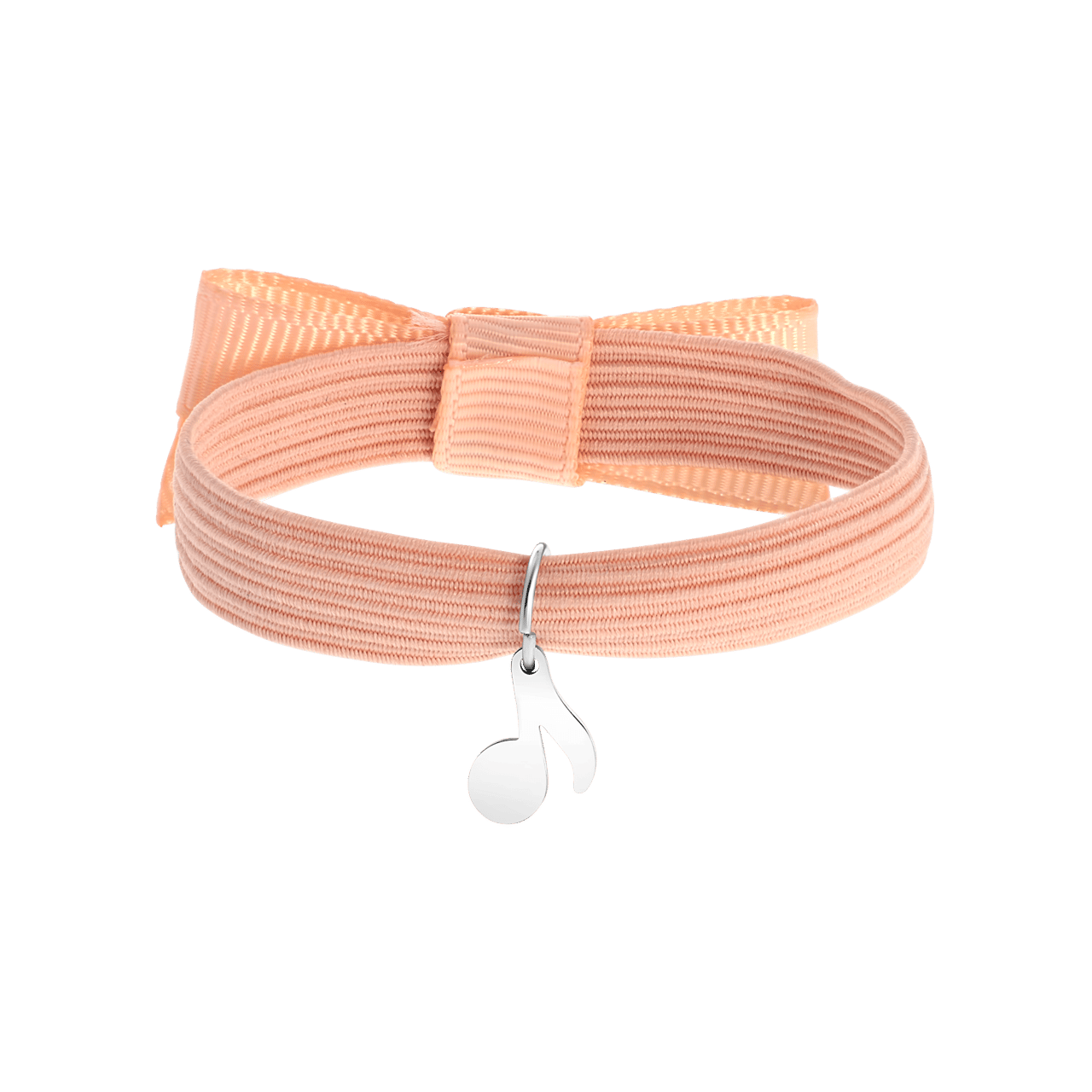 Elastisches Kinderarmband in Pfirsich mit Noten-Anhänger