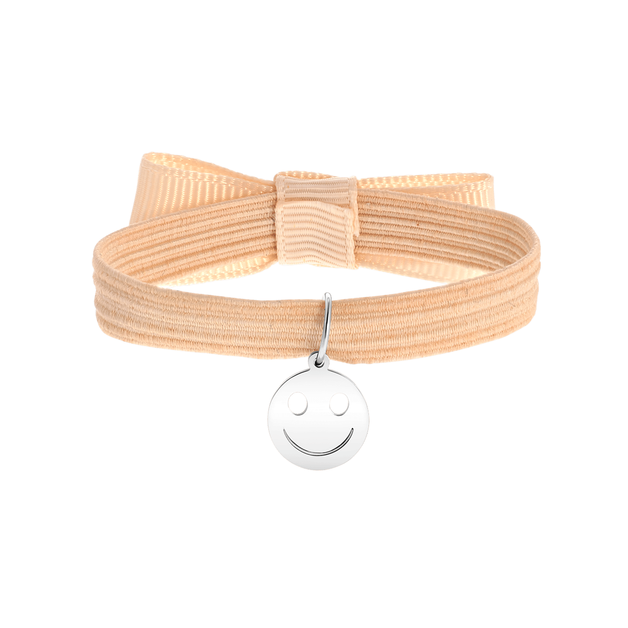 Elastisches Kinderarmband in Nude mit Smiley-Anhänger