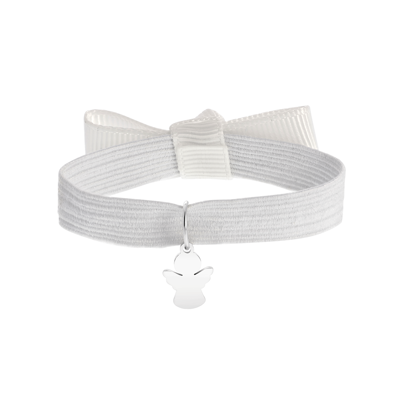 Witte kinderrekarmband met hanger engel