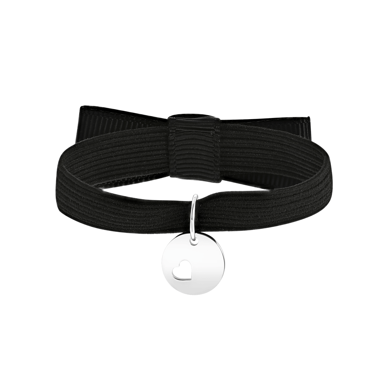 Zwarte kinderrekarmband met hanger munt hart