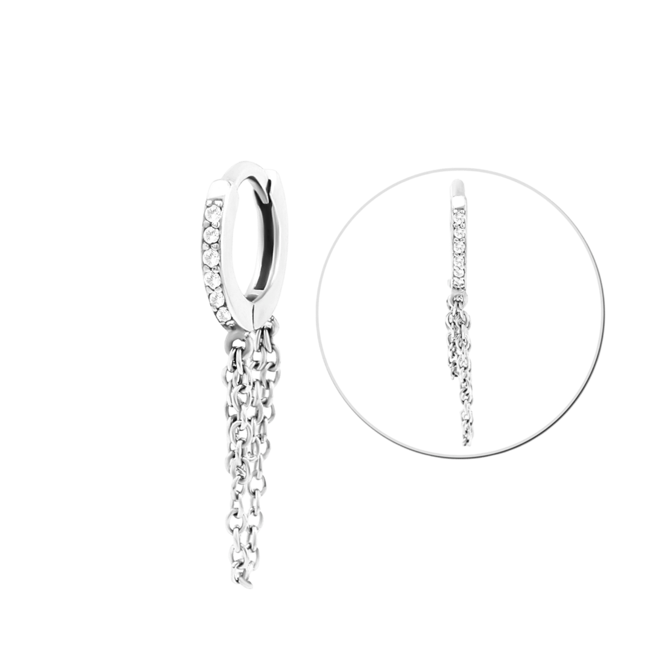 Stainless steel helixpiercing kristal+ketting