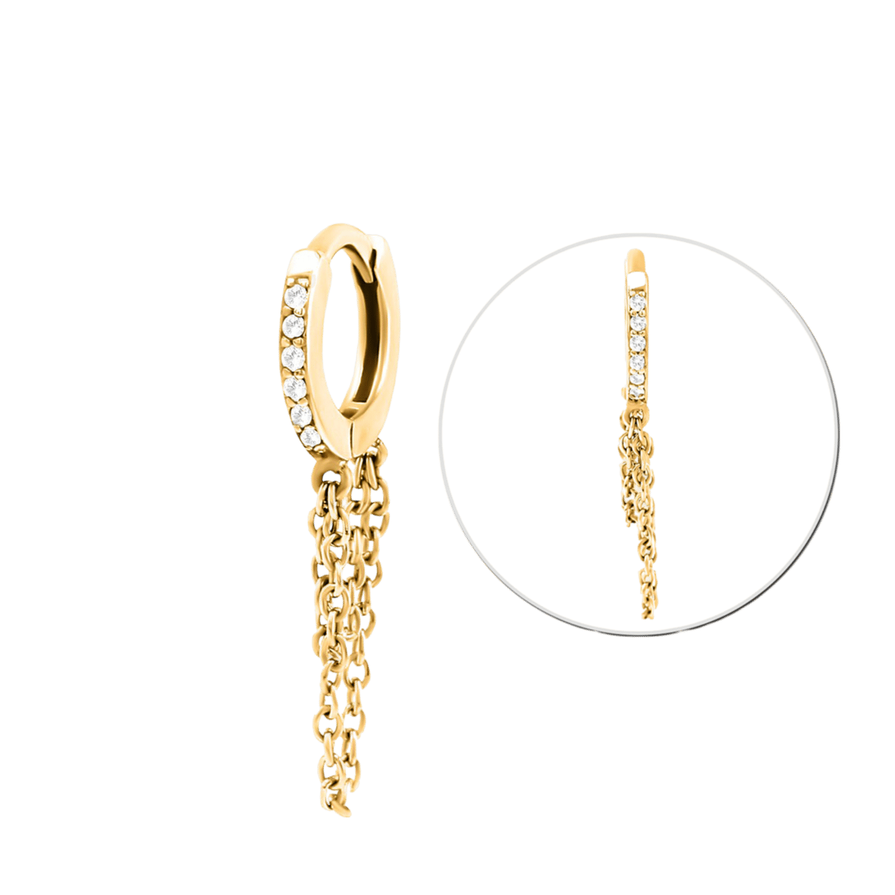 Stainless steel helixpiercing gold kristal+ketting