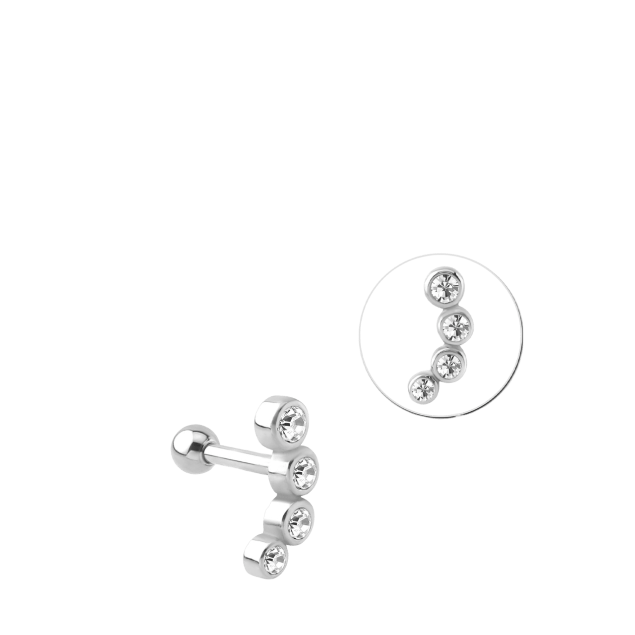 Helix-Piercing, Edelstahl, Reihe, Kristall