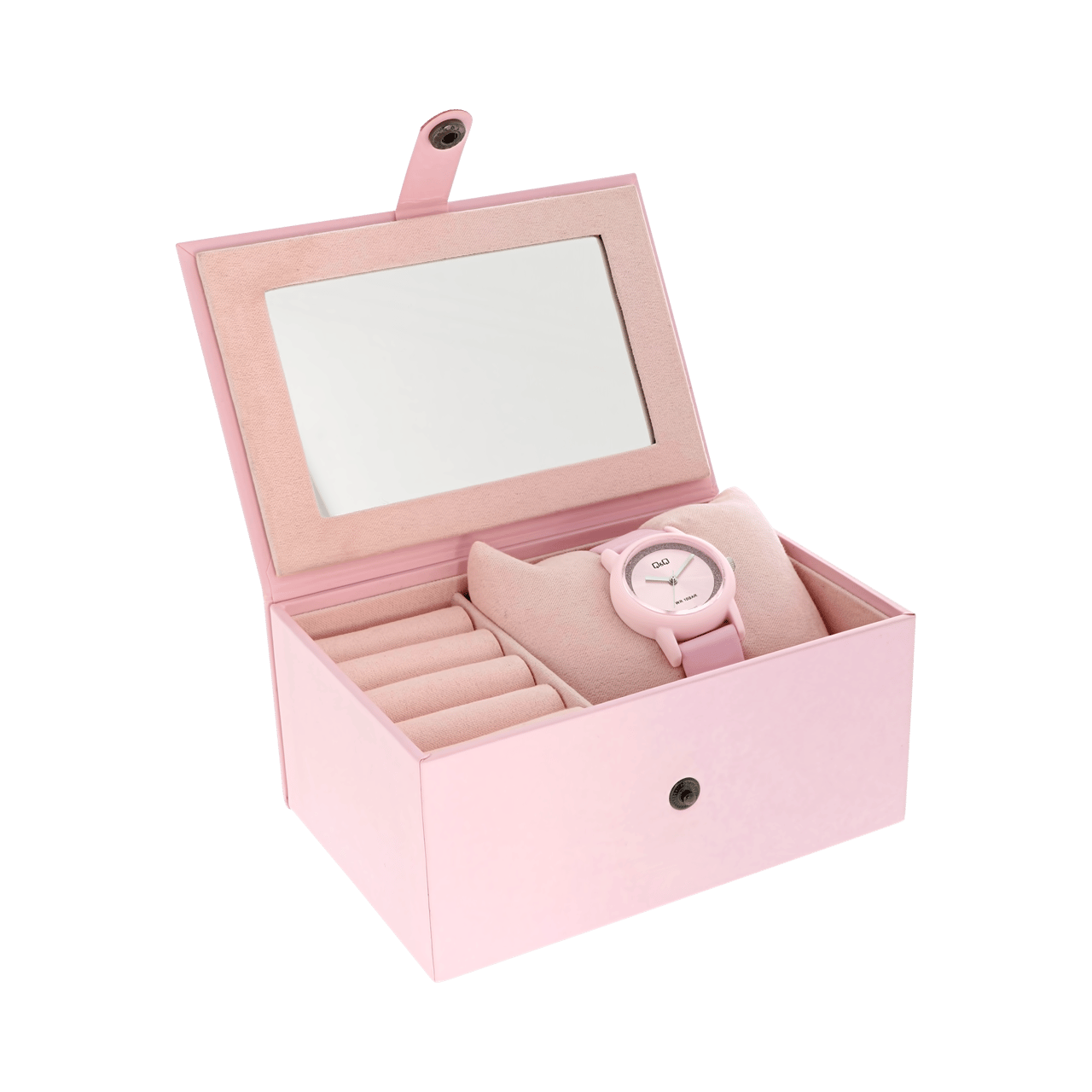 Q&Q meisjeshorloge in sieradendoosje roze