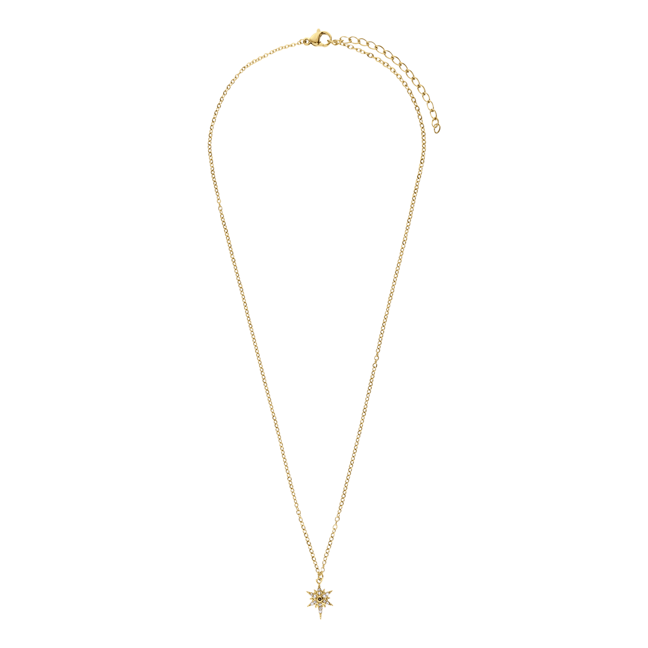 Stalen goldplated ketting met hanger ster met zirkonia voor dames