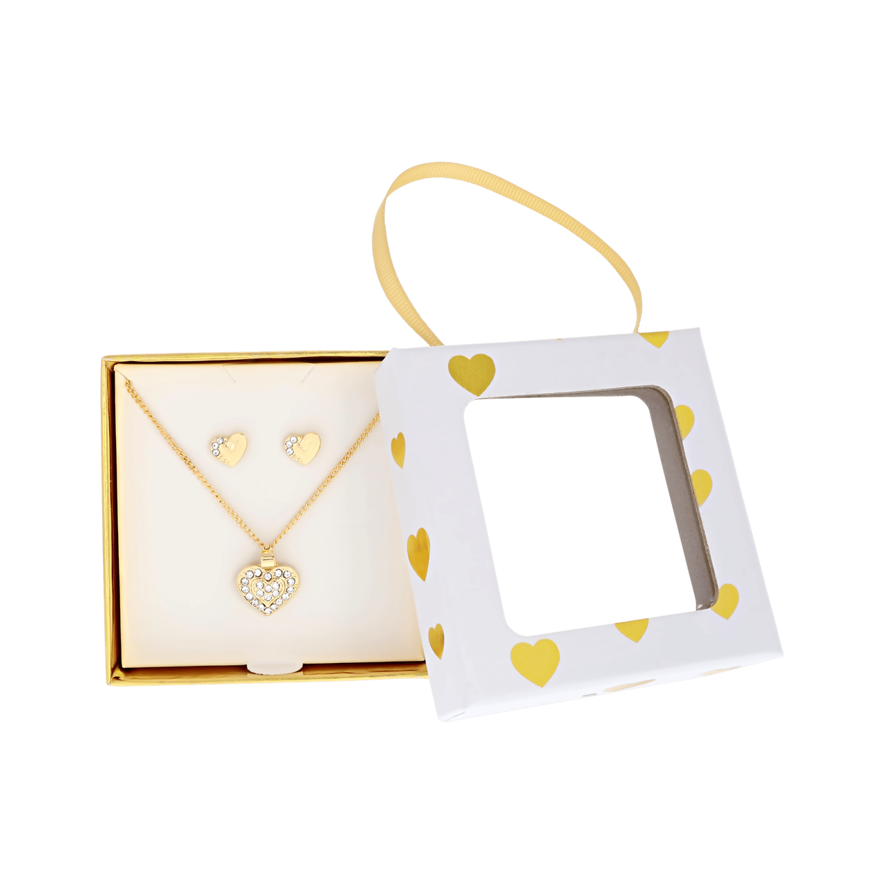 Goudkleurig bijoux setje met hartjes