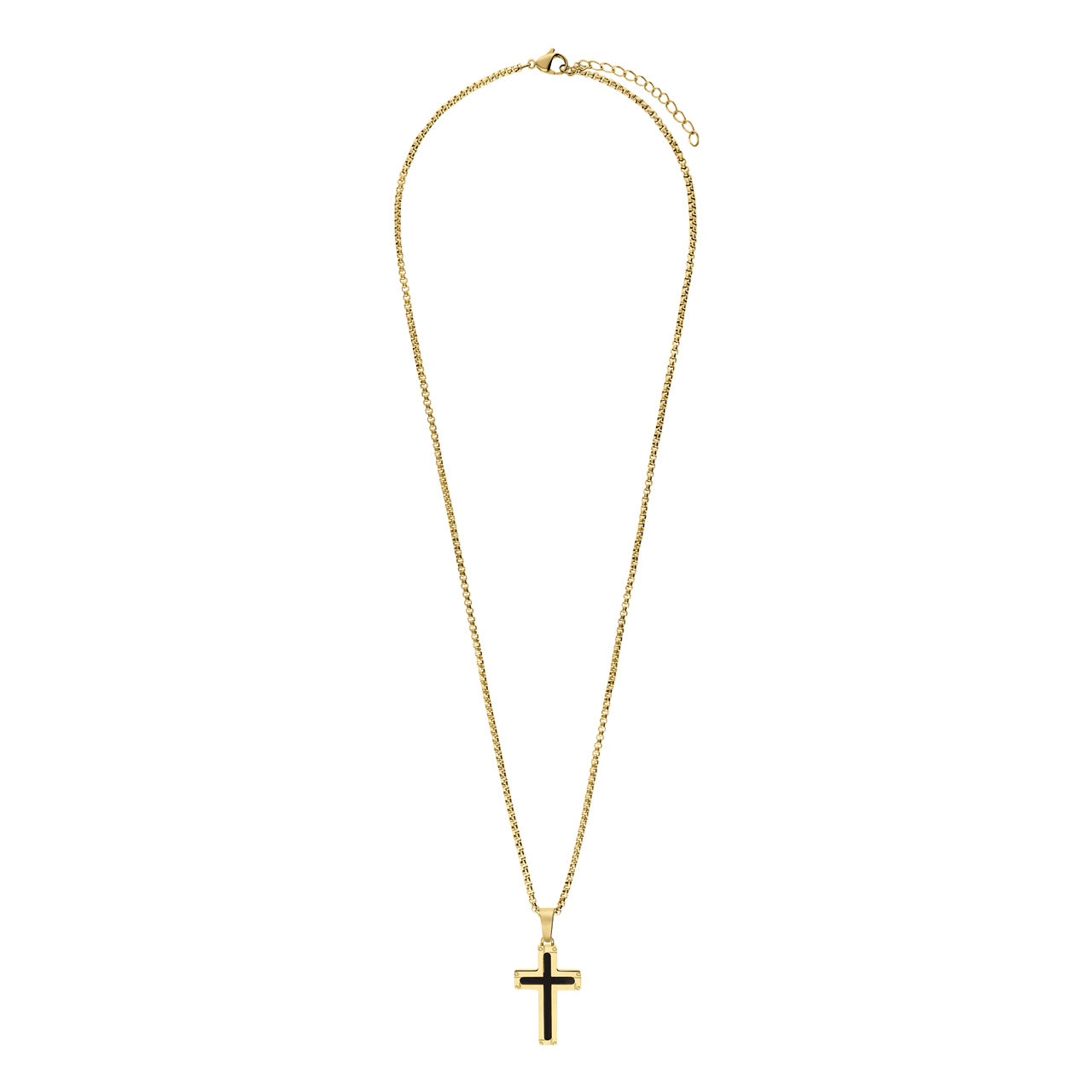 Stalen goldplated herenketting met hanger kruis