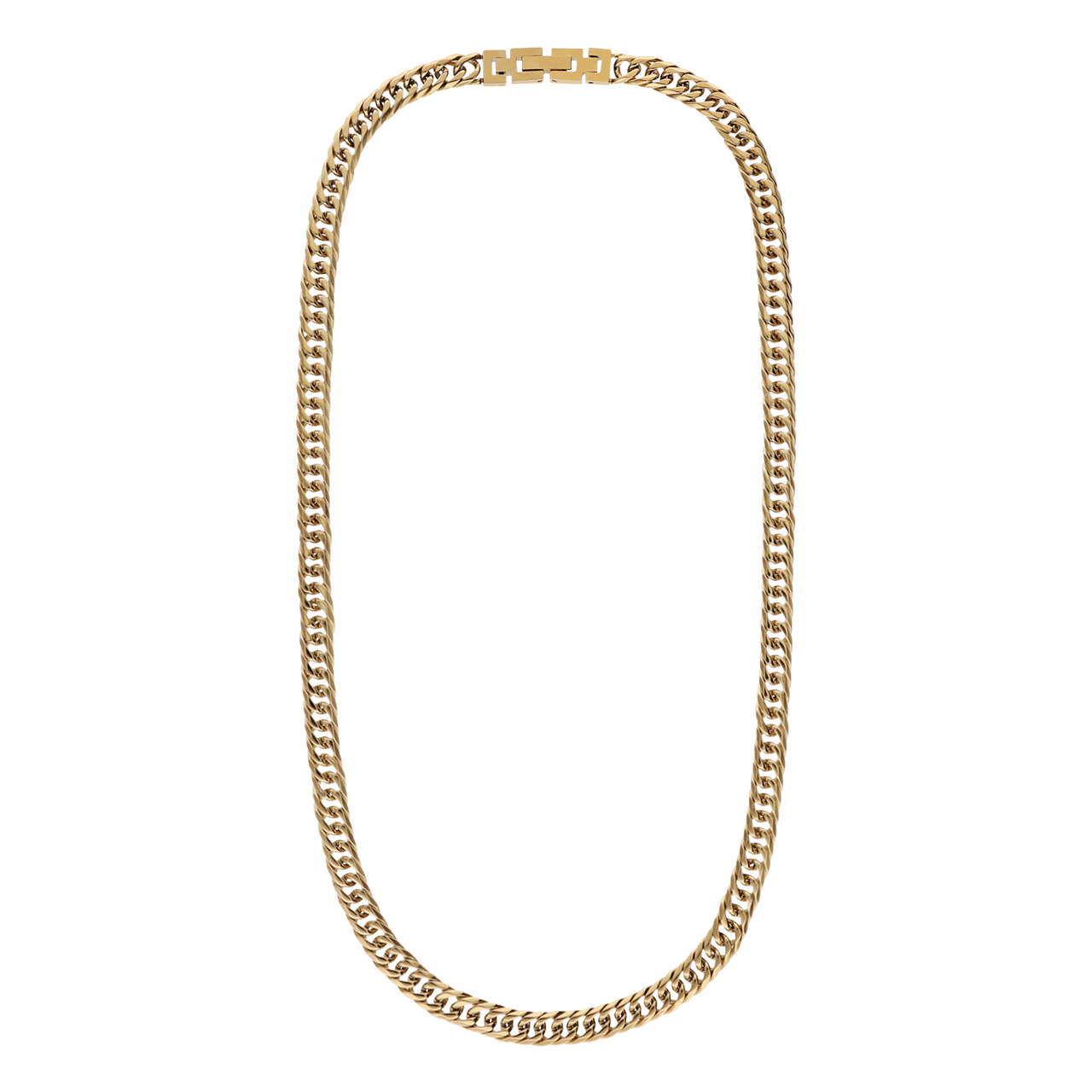 Gerecycled stainless steel goldplated herenketting met gourmetschakel
