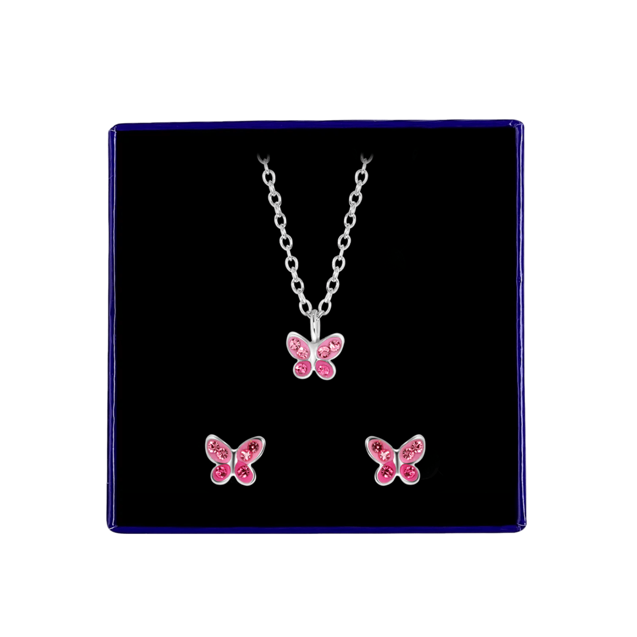 Kinder-Schmuckset, 925 Silber, Schmetterling mit Kristall