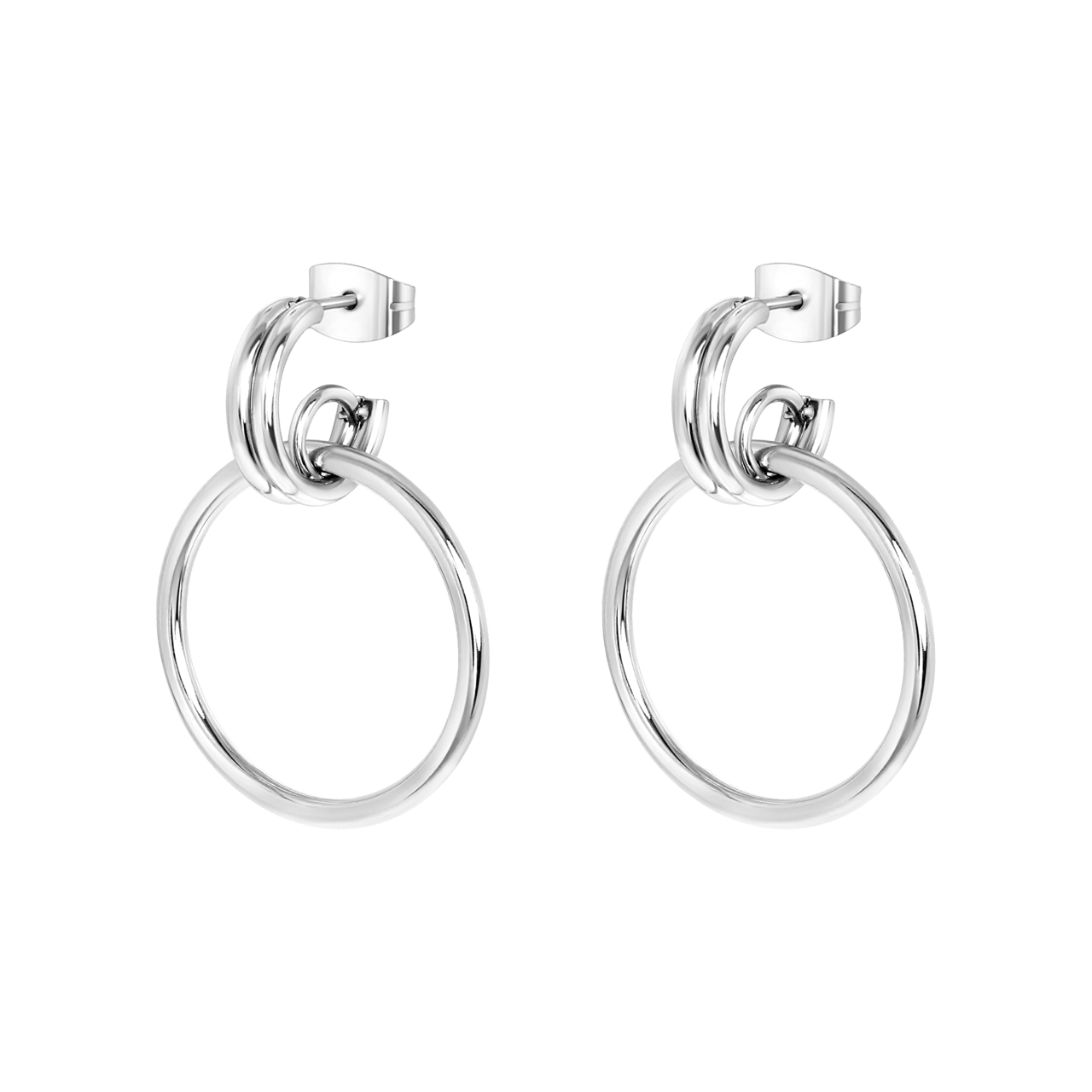 Gerecycleerd stalen oorbellen met cirkel