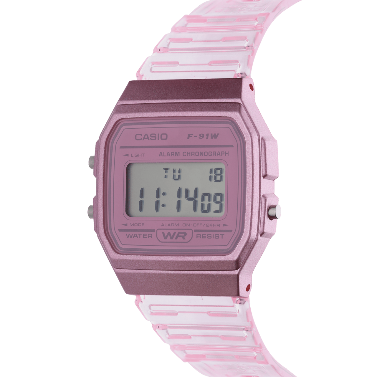 CASIO COLLECTION, rosa, transparent F-91WS-4EF