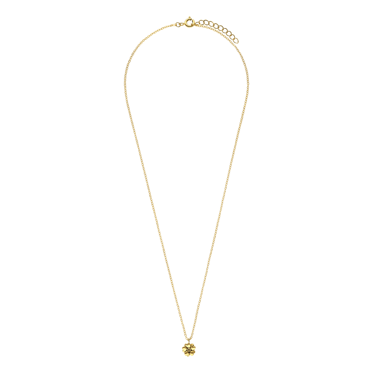 Zilveren goldplated ketting met hanger geboortebloem voor dames