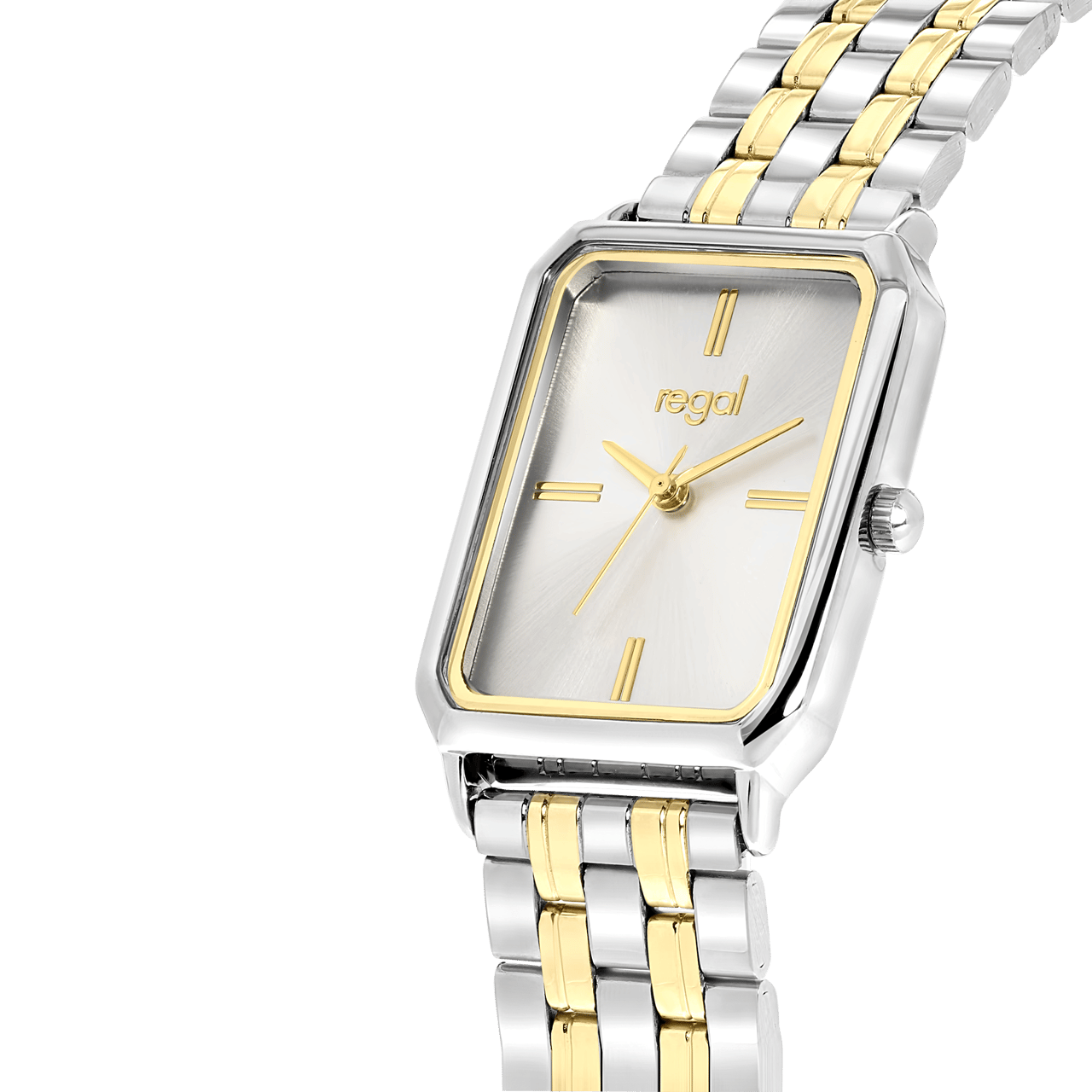 Regal dameshorloge met een bicolor band