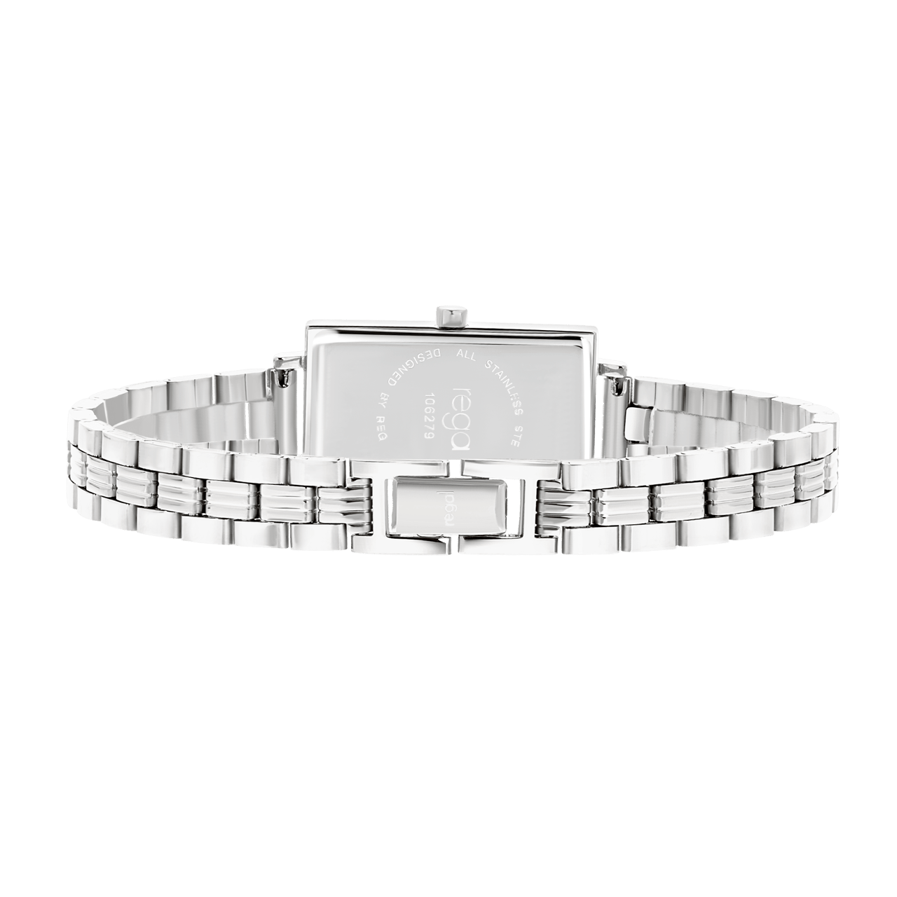 Regal horloge met een stalen kast en band