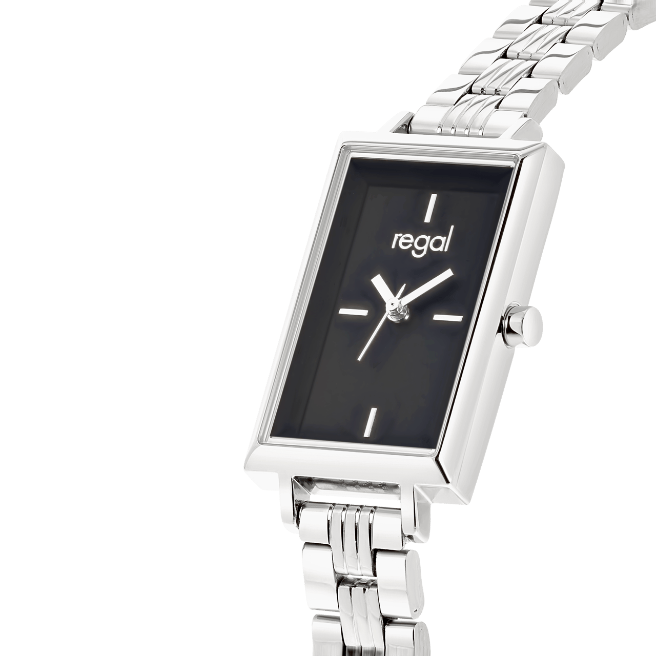 Regal horloge met een stalen kast en band