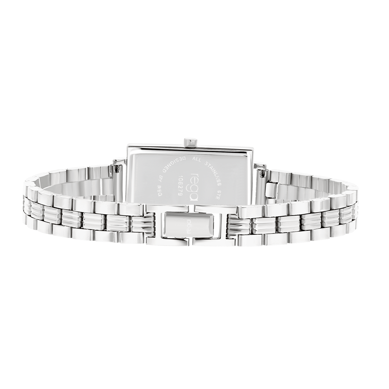 Regal horloge met een stalen kast en band