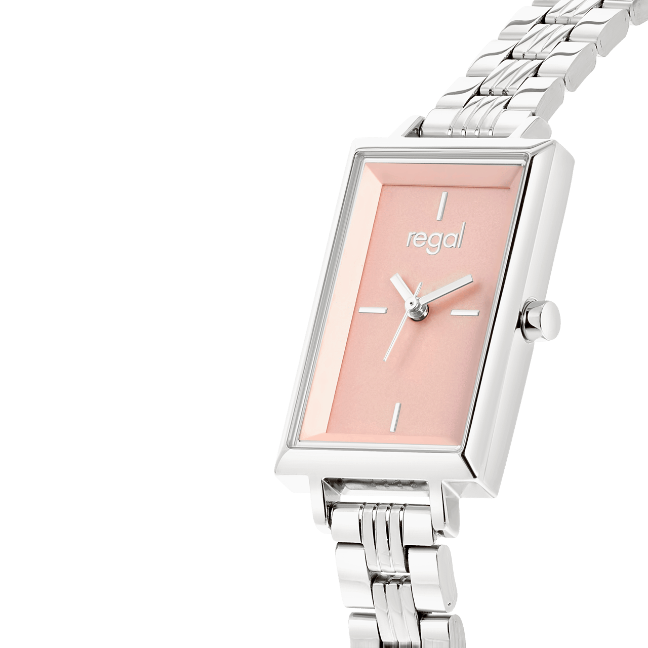 Regal horloge met een stalen kast en band