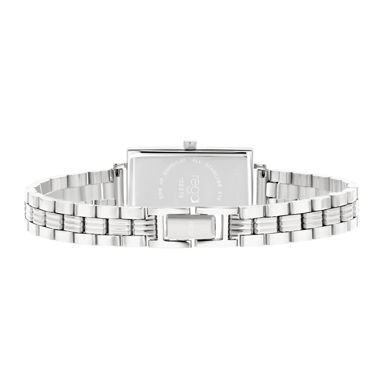 Regal horloge met een stalen kast en band