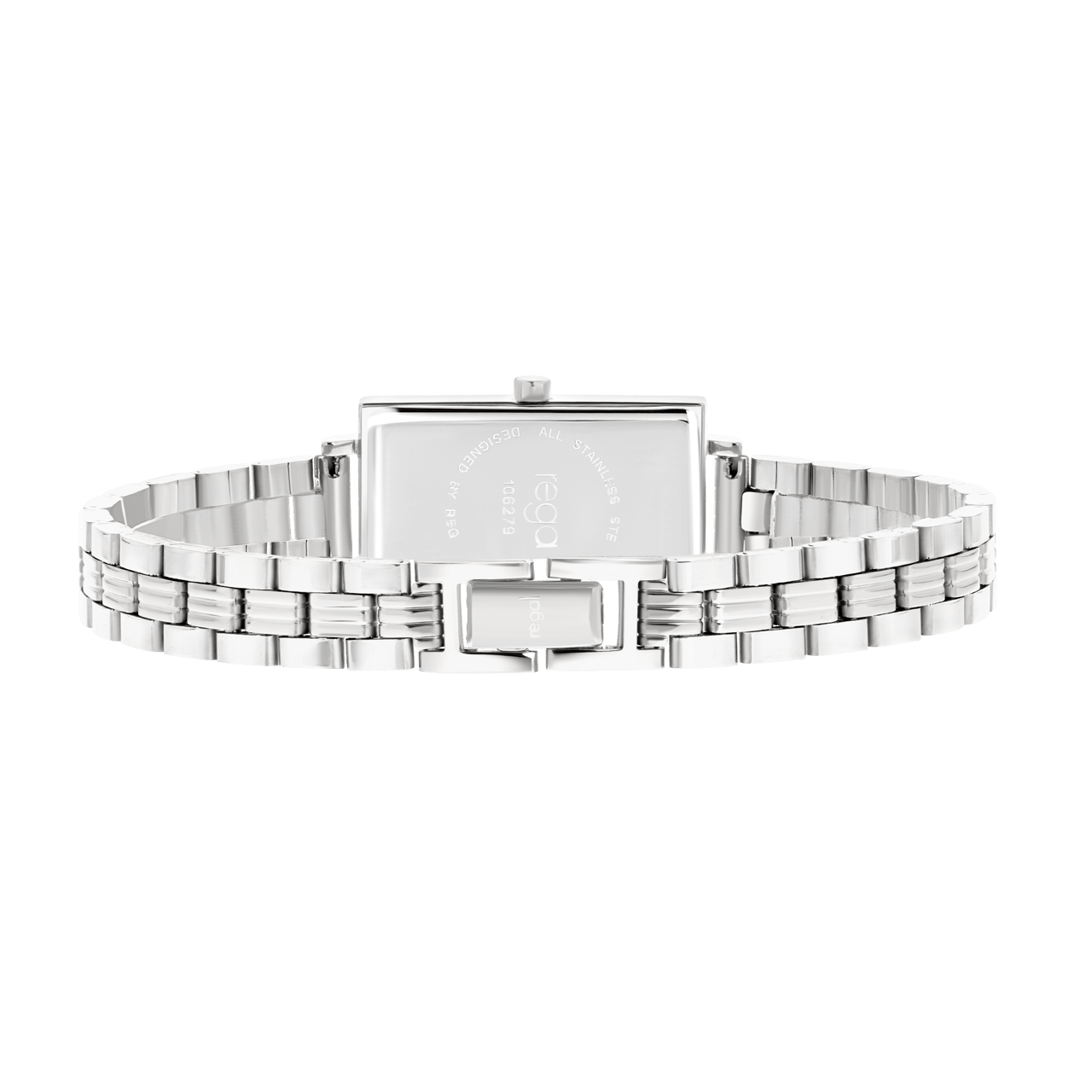 Regal horloge met een stalen kast en band