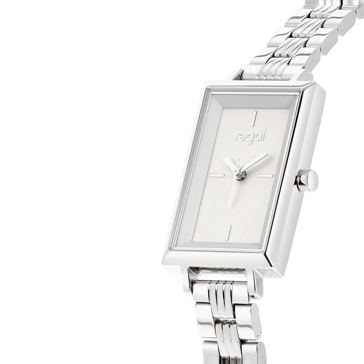 Regal horloge met een stalen kast en band