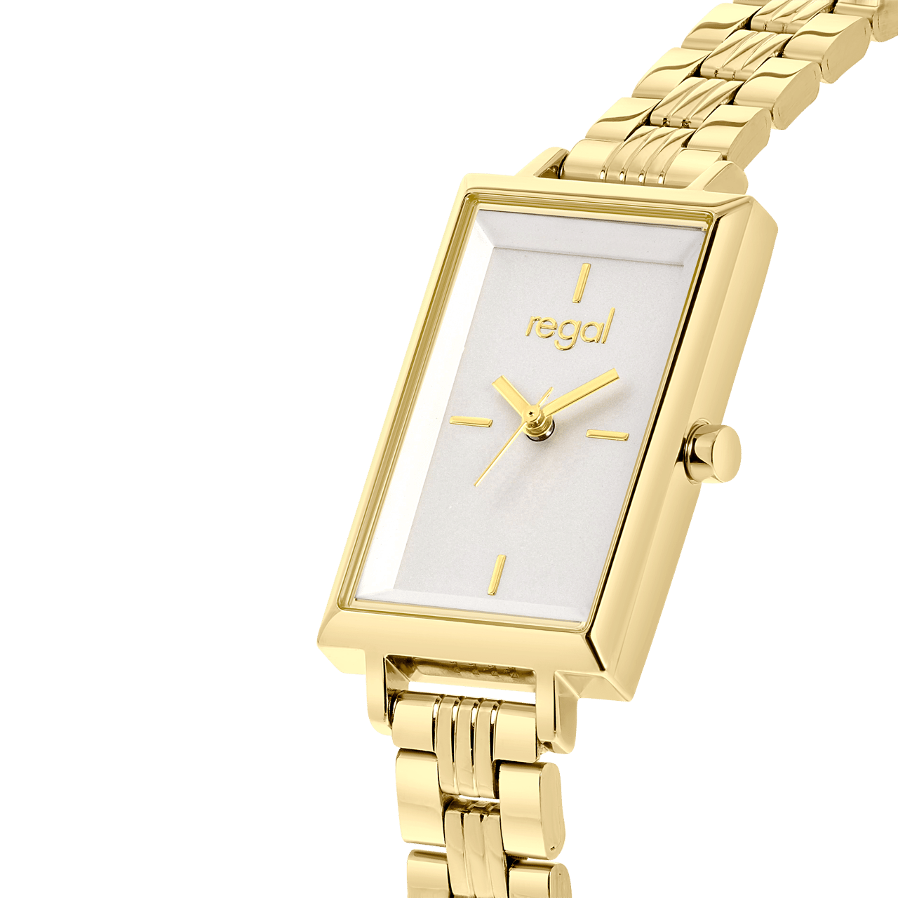 Regal horloge met een stalen kast en band