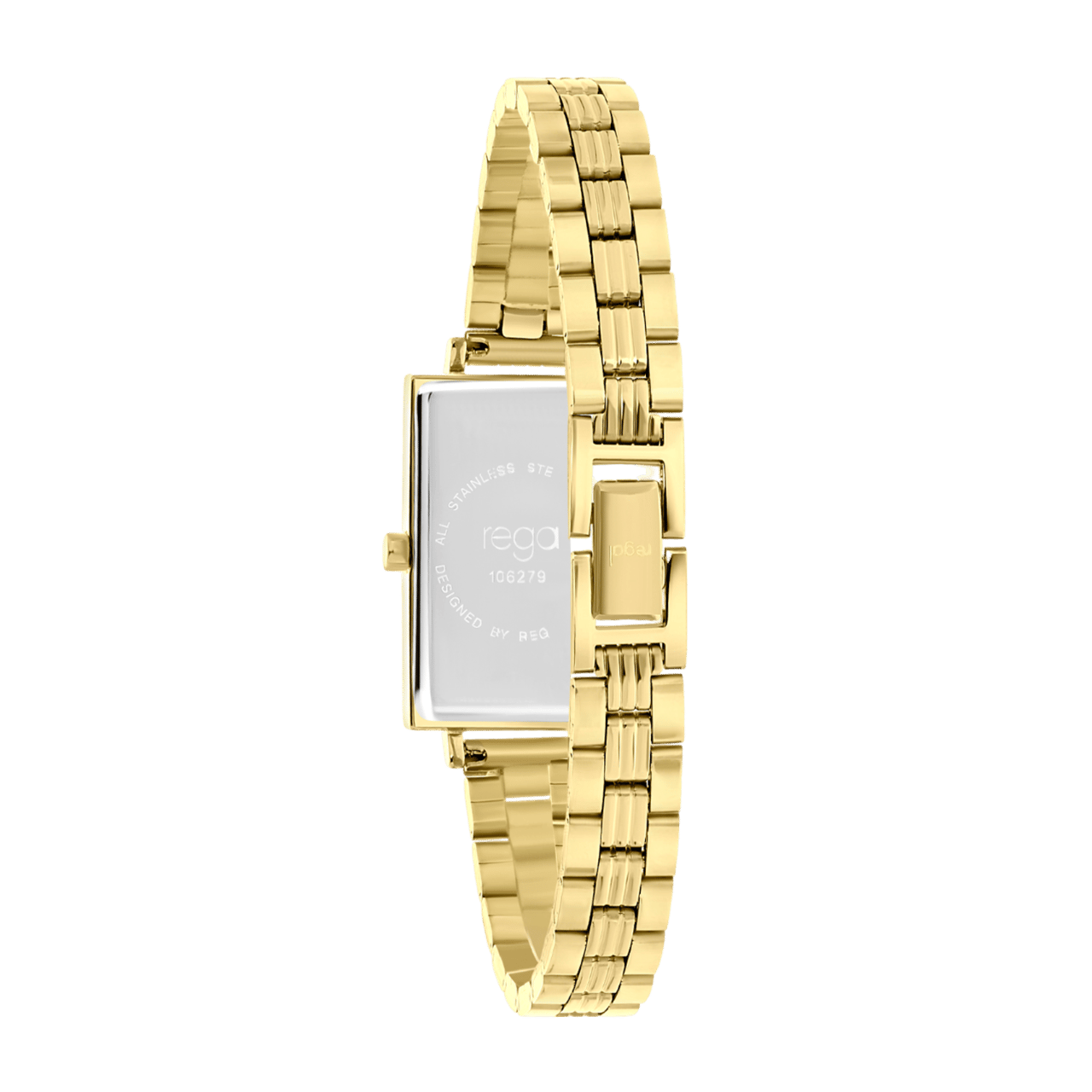 Regal horloge met een stalen kast en band