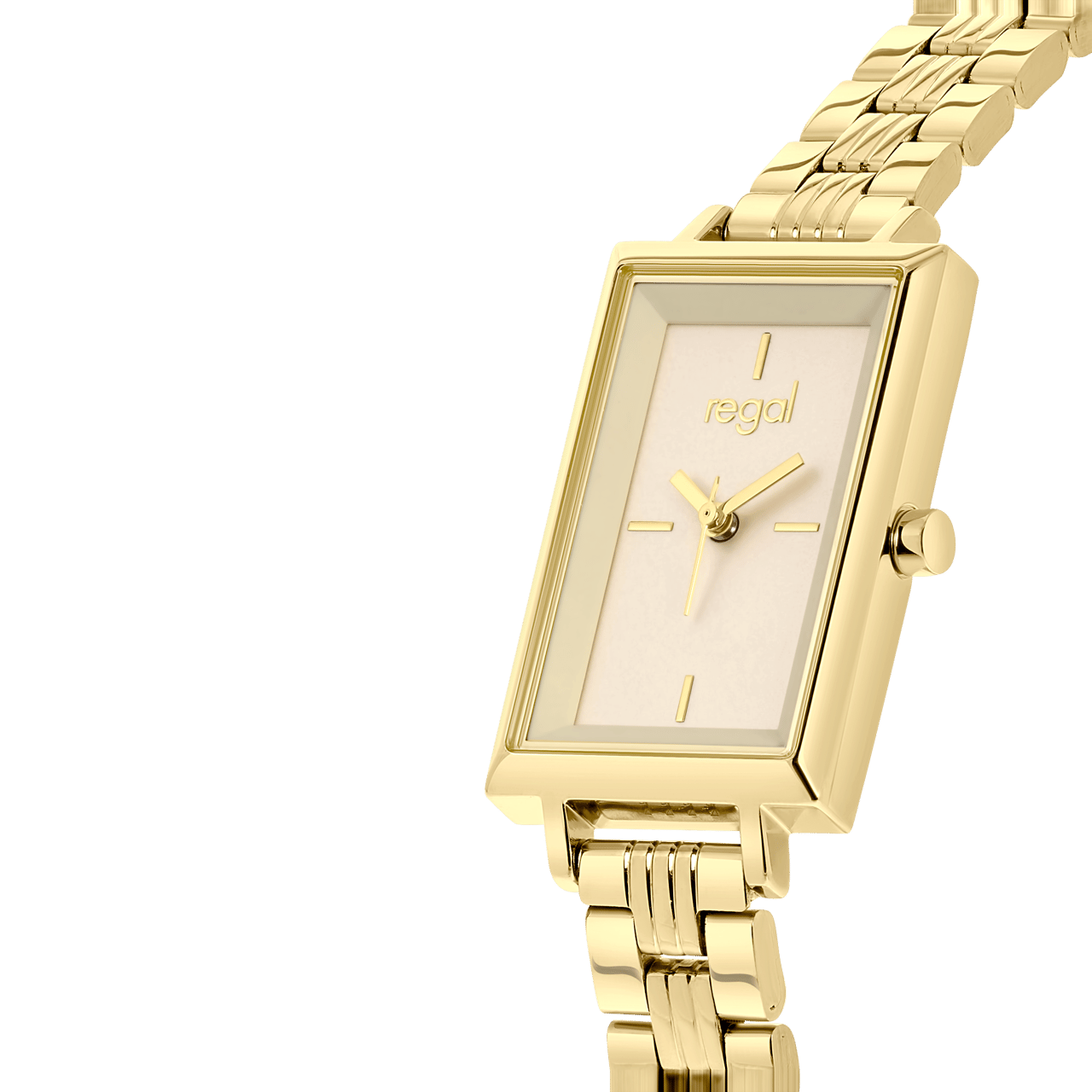 Regal horloge met een stainless steel kast en band