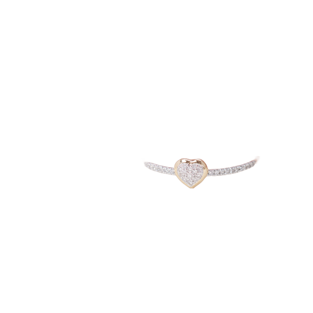 14 karaat geelgouden ring met 33 diamanten 0,05ct hart.