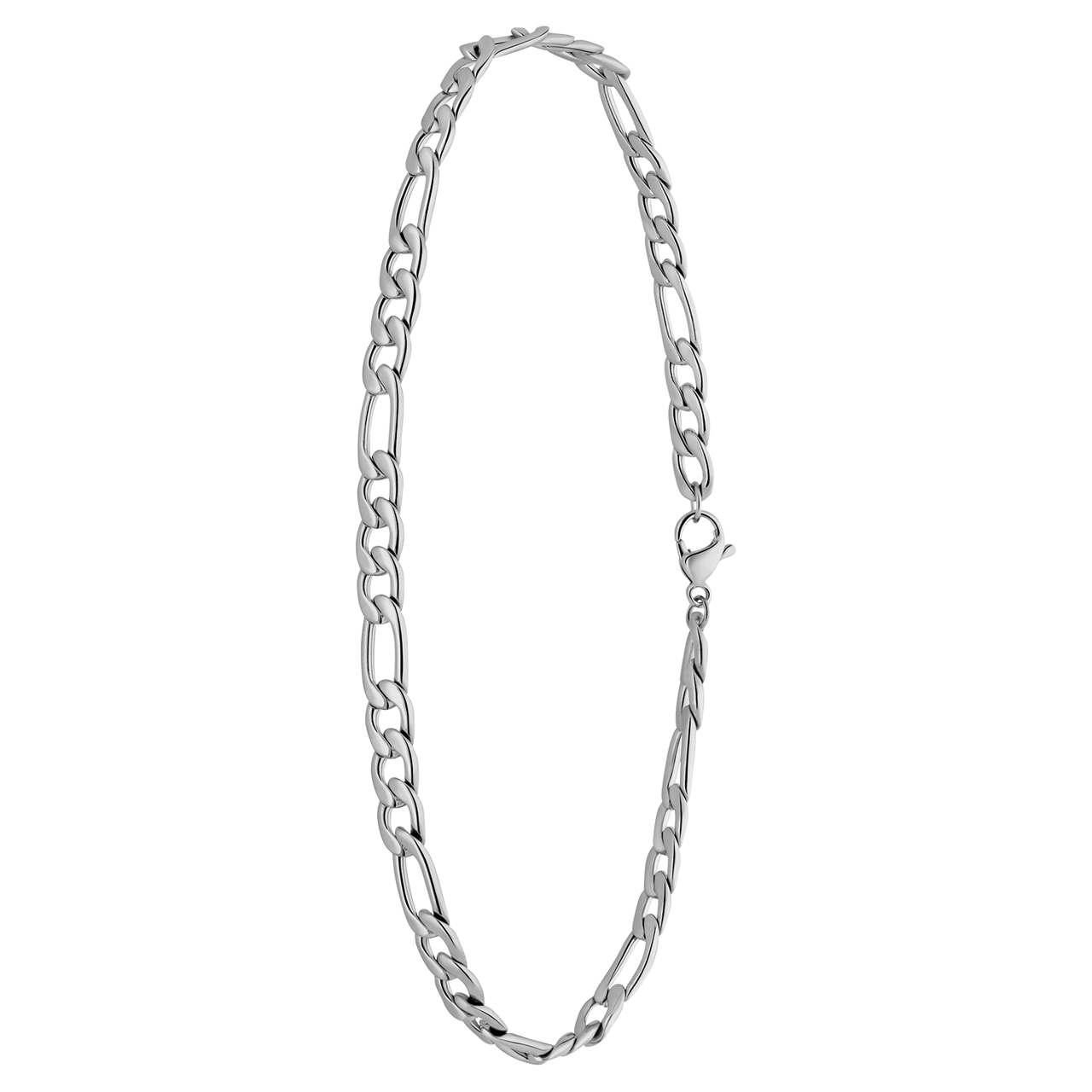 Gerecycleerd stainless steel enkelband met figaro schakel
