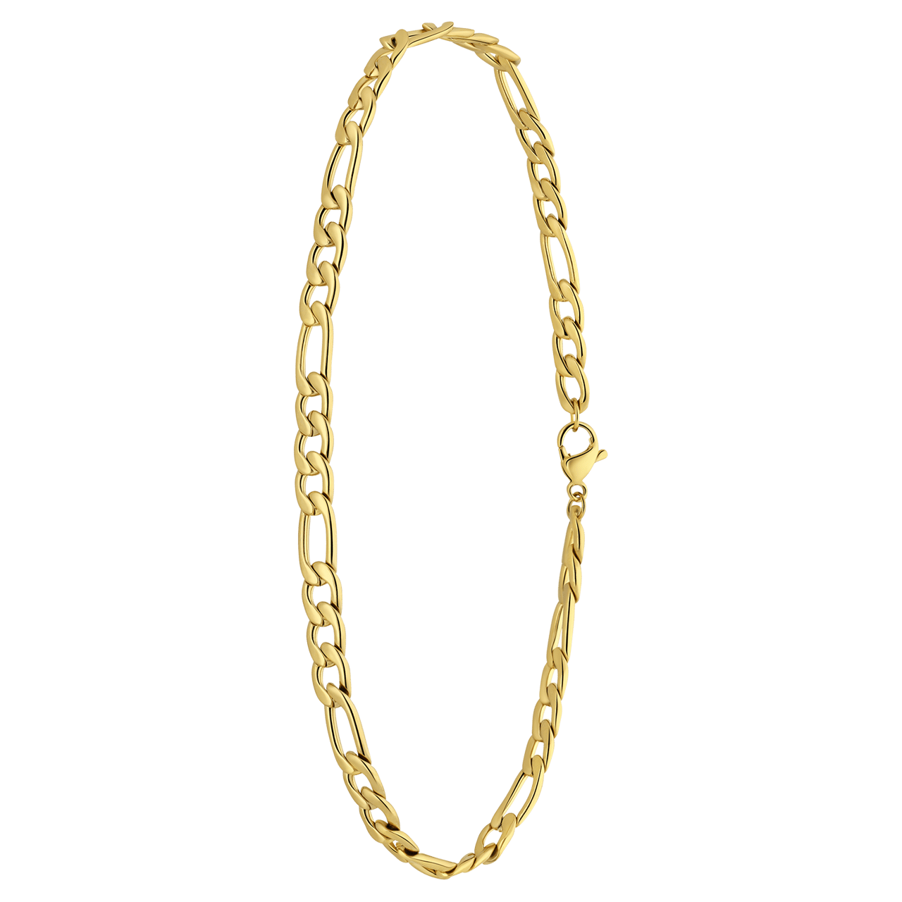 Gerecycleerd stainless steel goldplated enkelbandje figaro schakel
