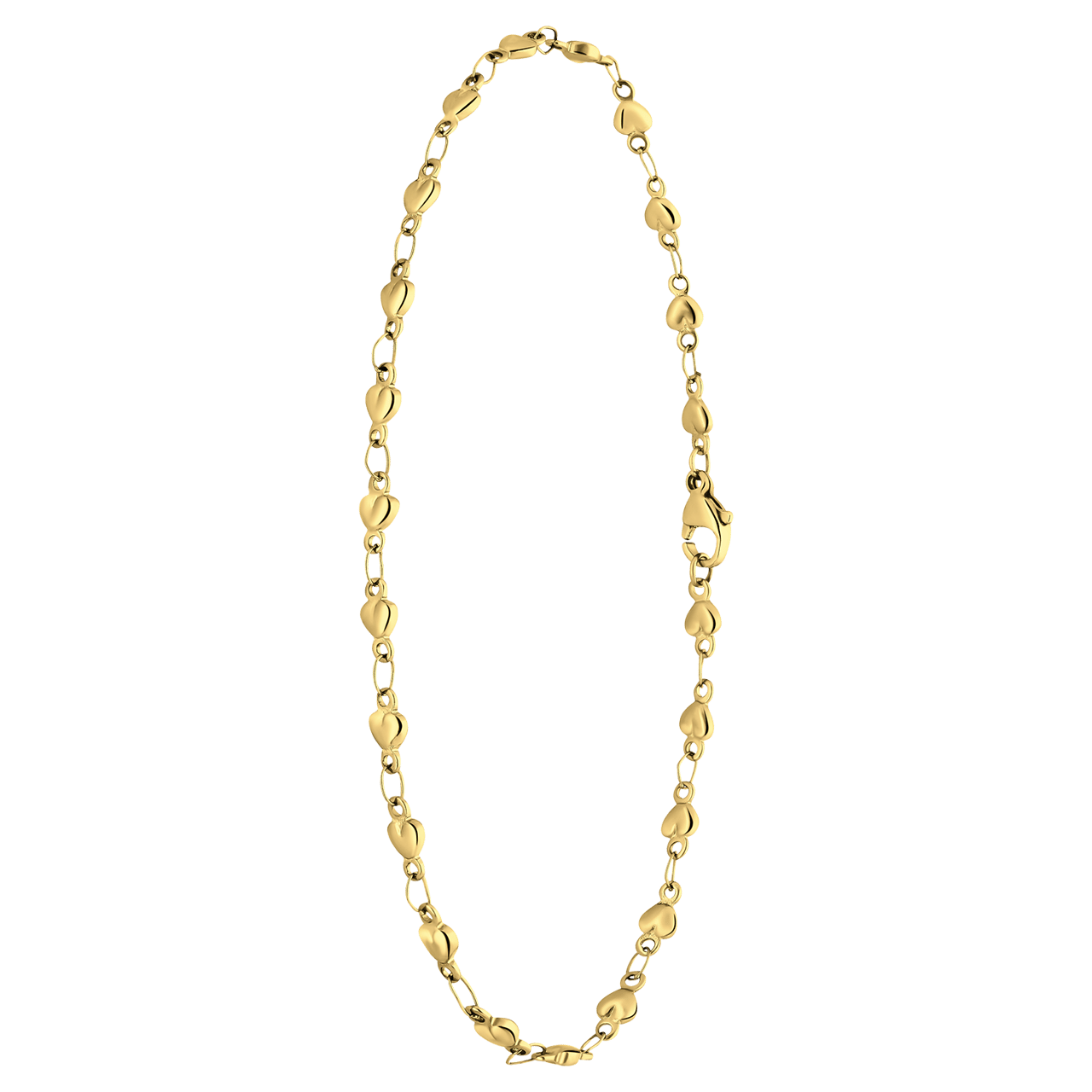 Gerecycleerd stainless steel goldplated enkelband met hartjes