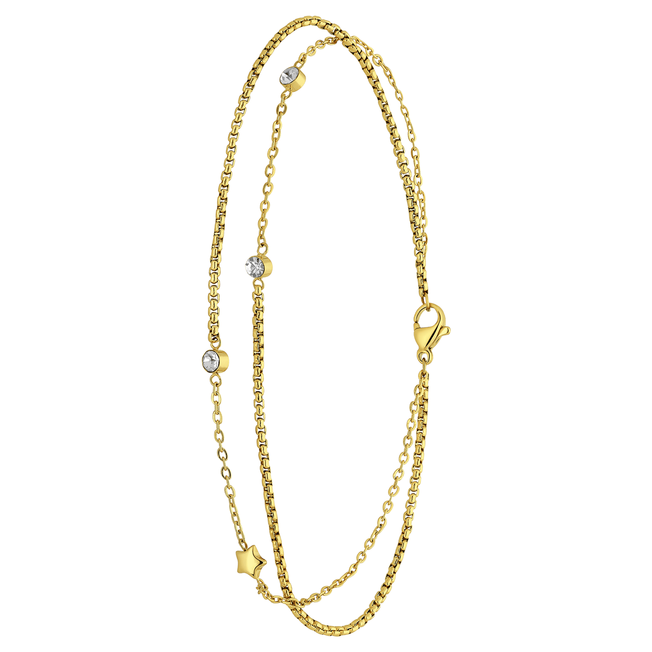 Gerecycled dubbele goldplated stalen enkelbandje met sterren