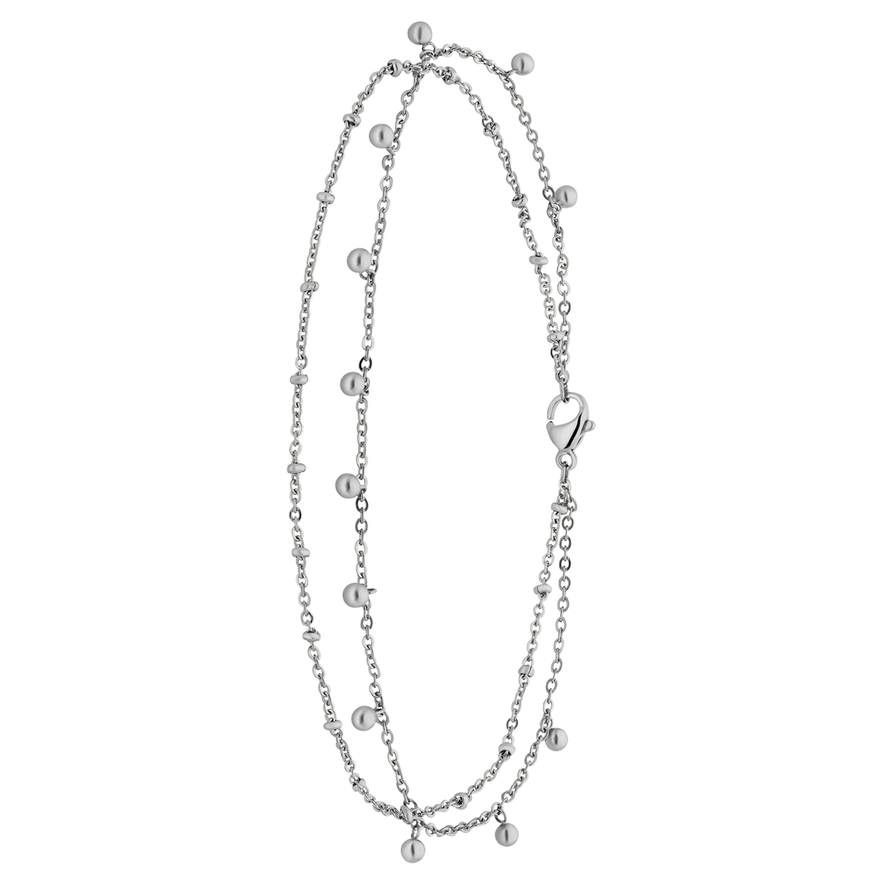 Gerecycleerd dubbele stainless steel enkelband met bedeltjes