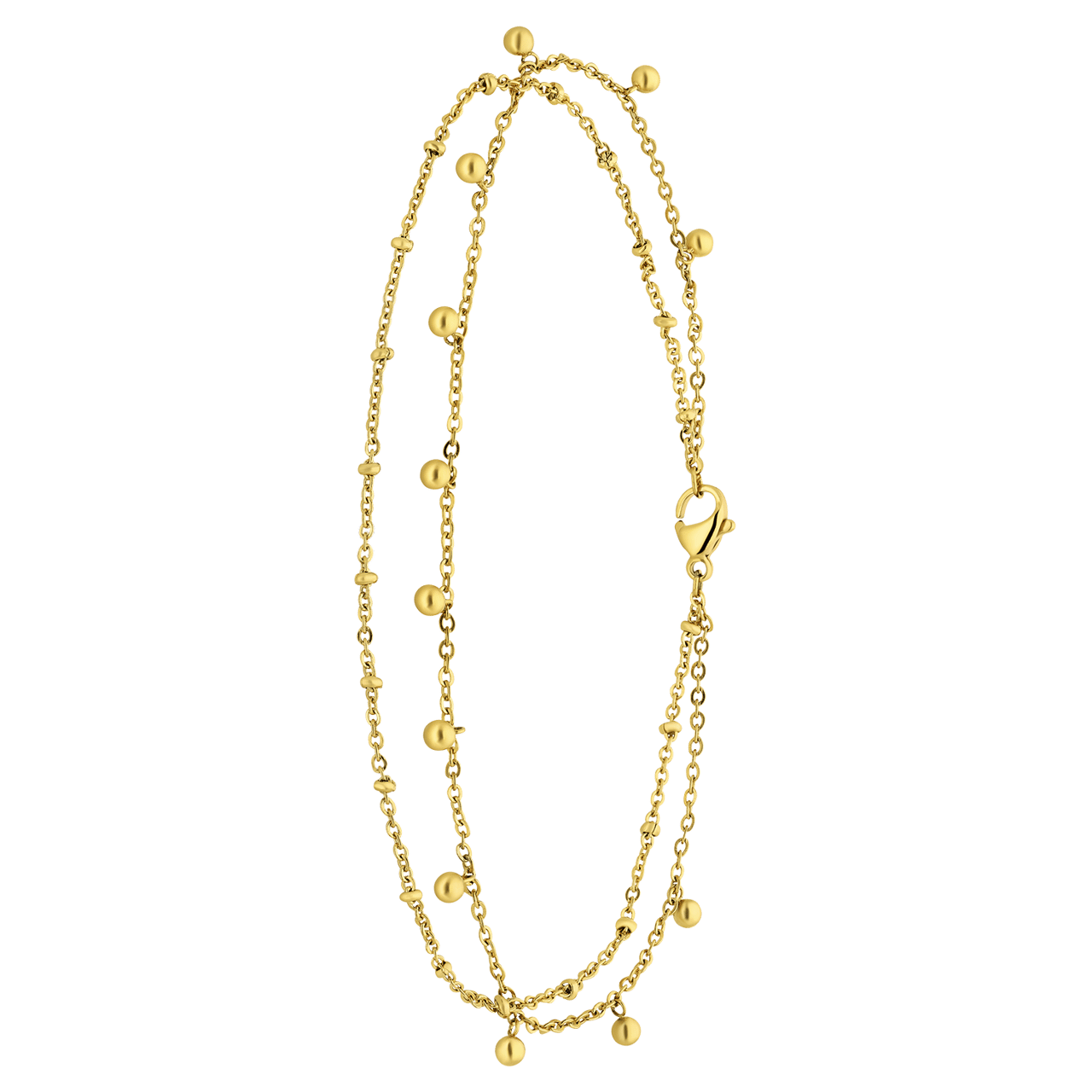 Gerecycleerd dubbele goldplated stainless steel enkelband met bedeltjes