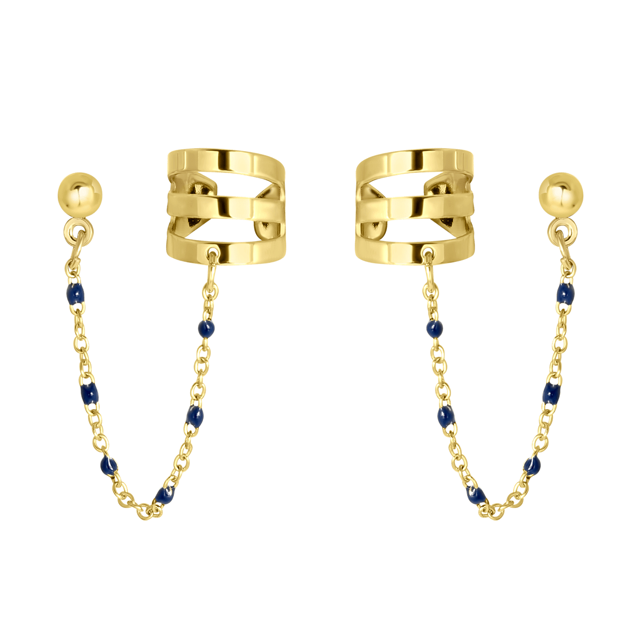 Goudkleurige bijoux oorbellen set met earcuffs