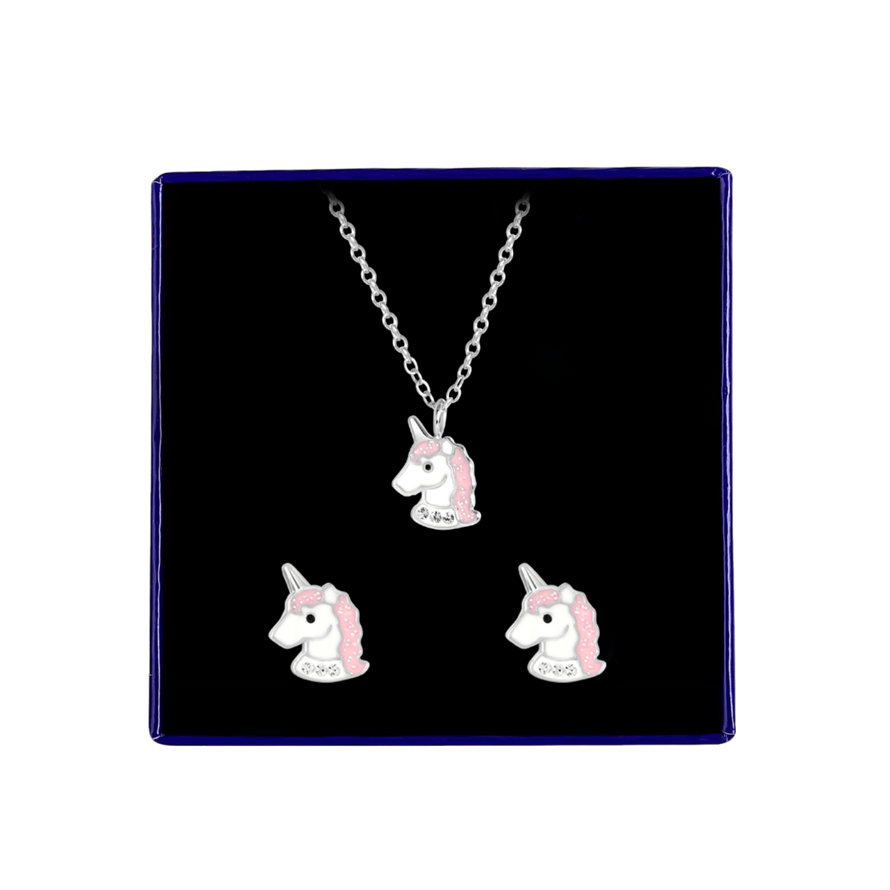 Schmuckset für Kinder, 925 Silber, Einhorn, mit Emaille