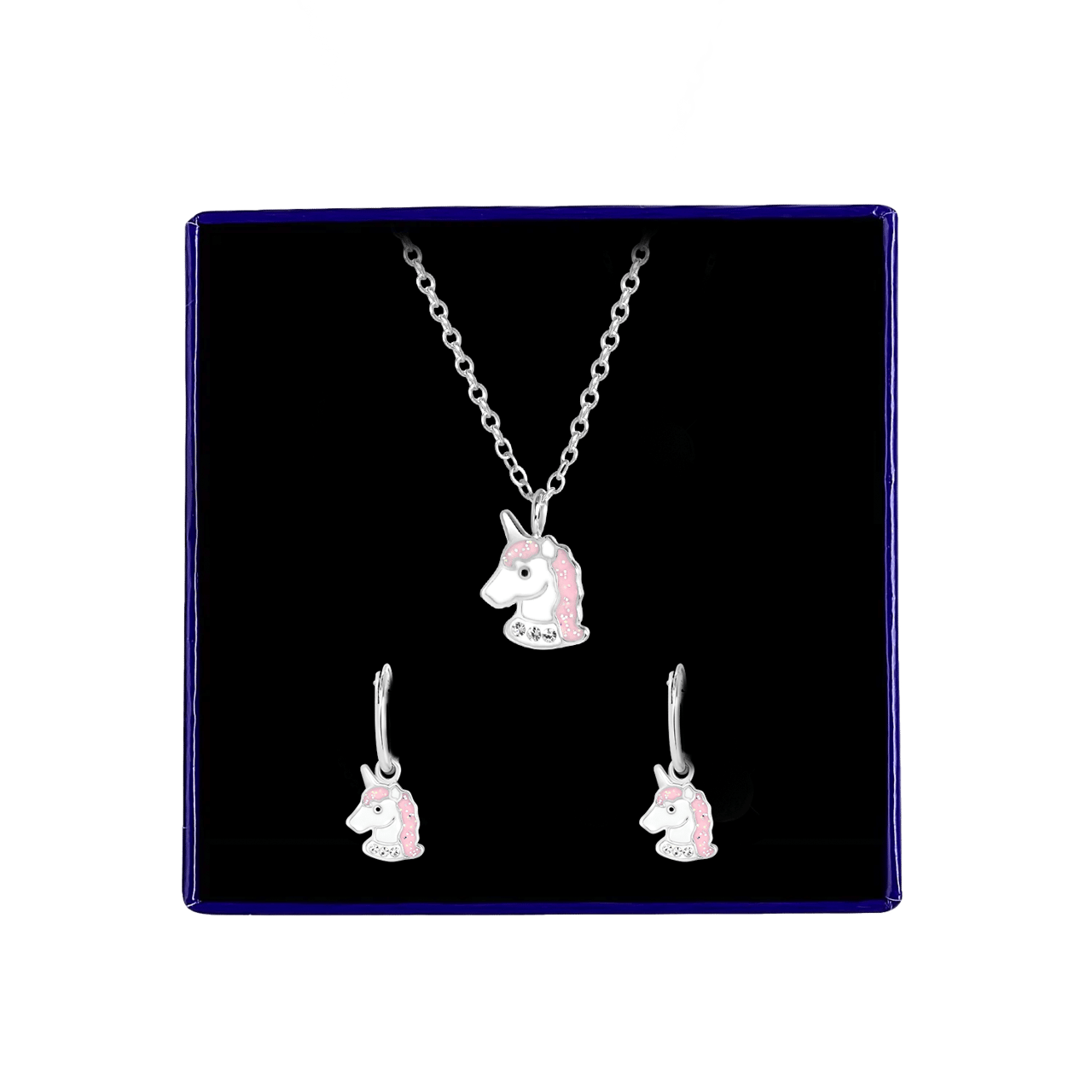 Schmuckset für Kinder, 925 Silber, Einhorn, mit Emaille