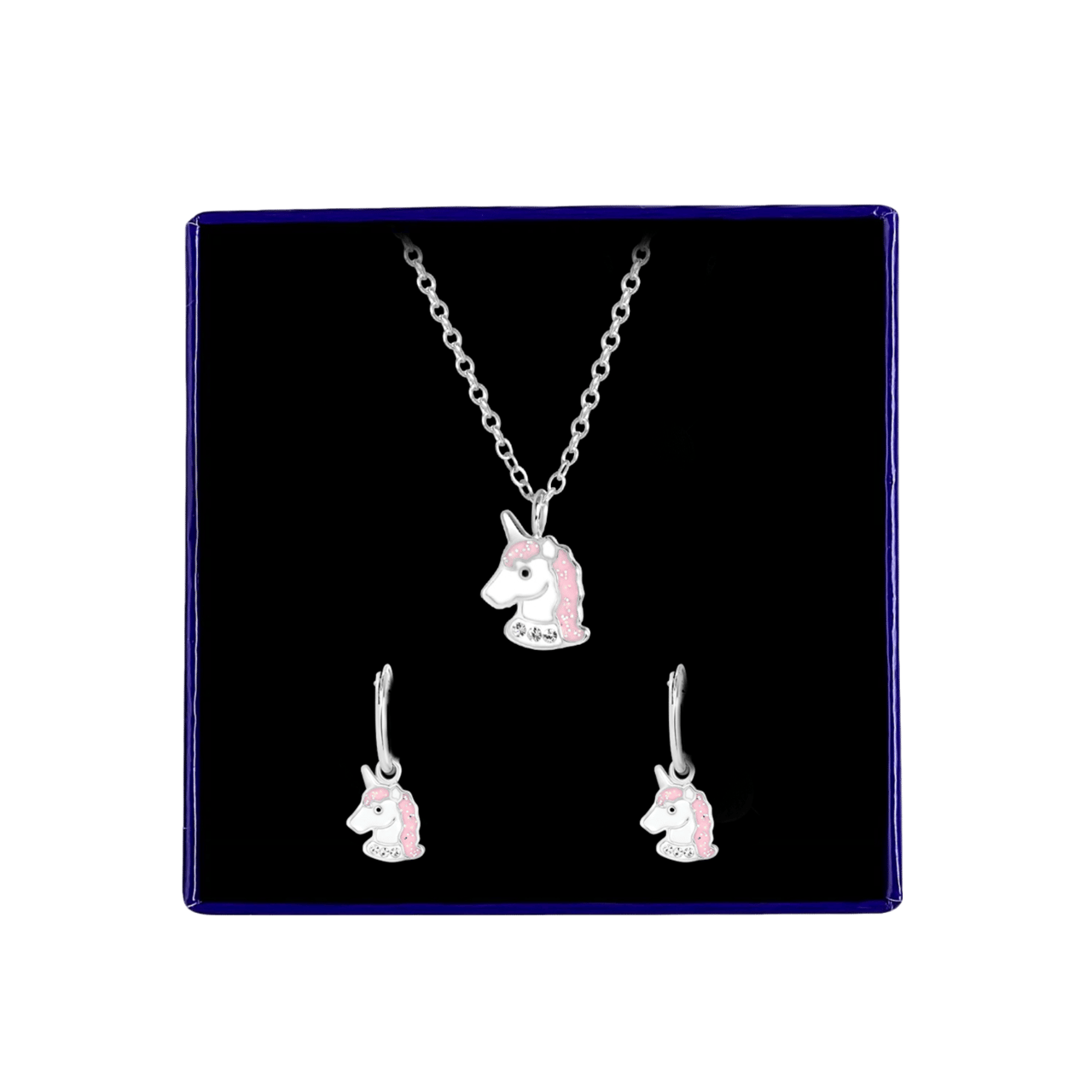 Schmuckset für Kinder, 925 Silber, Einhorn, mit Emaille