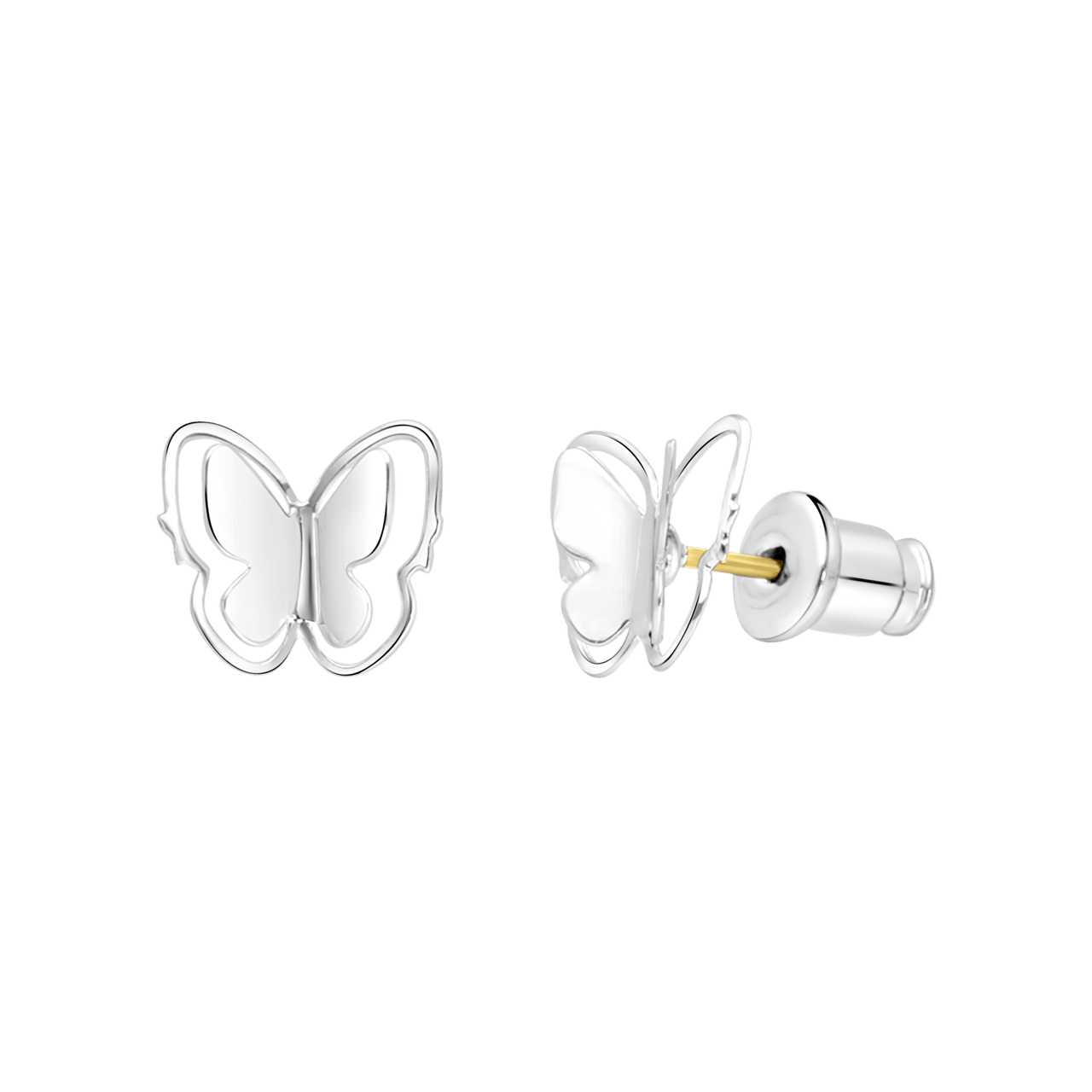 Zilverkleurige bijoux oorbellen set vlinders