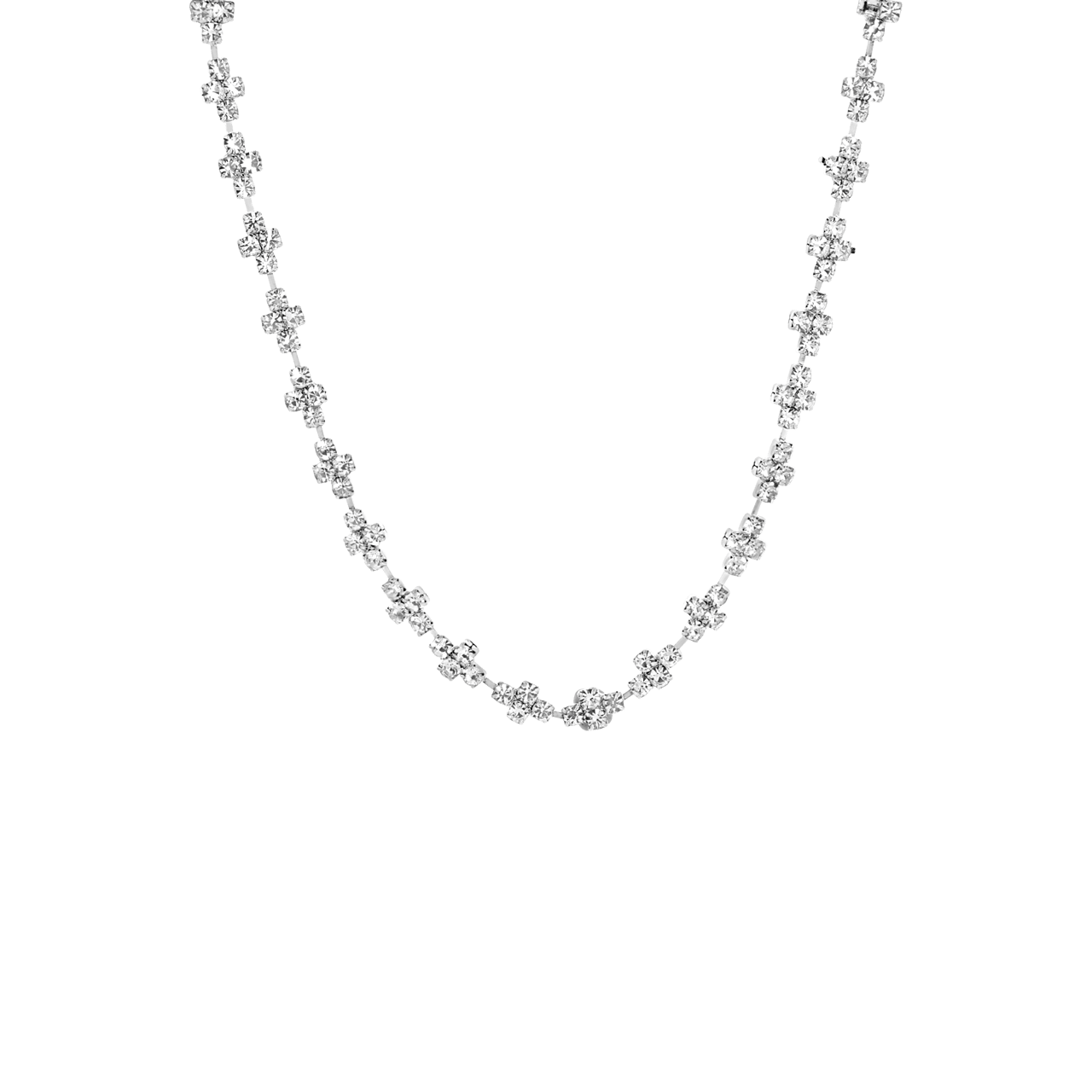 Zilverkleurige bijoux set met steentjes