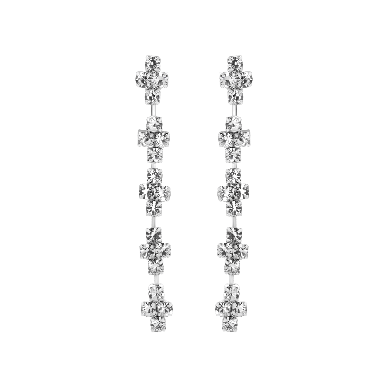 Zilverkleurige bijoux set met steentjes