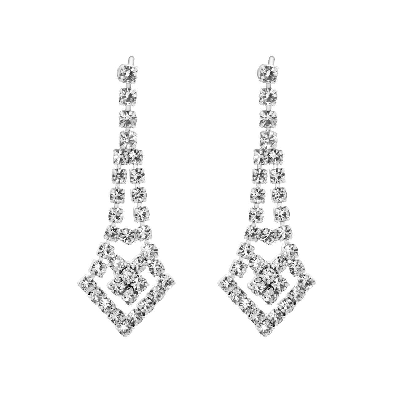 Zilverkleurige bijoux set met steentjes