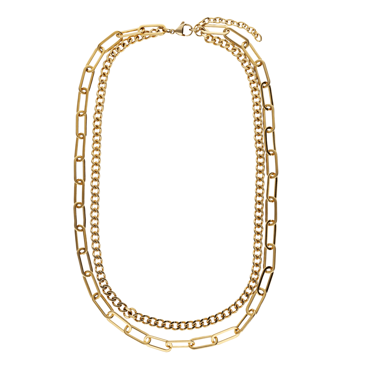 Stainless steel goldplated dubbele ketting voor dames